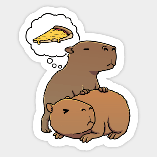 Capybara hungry for Cheese Pizza Sticker